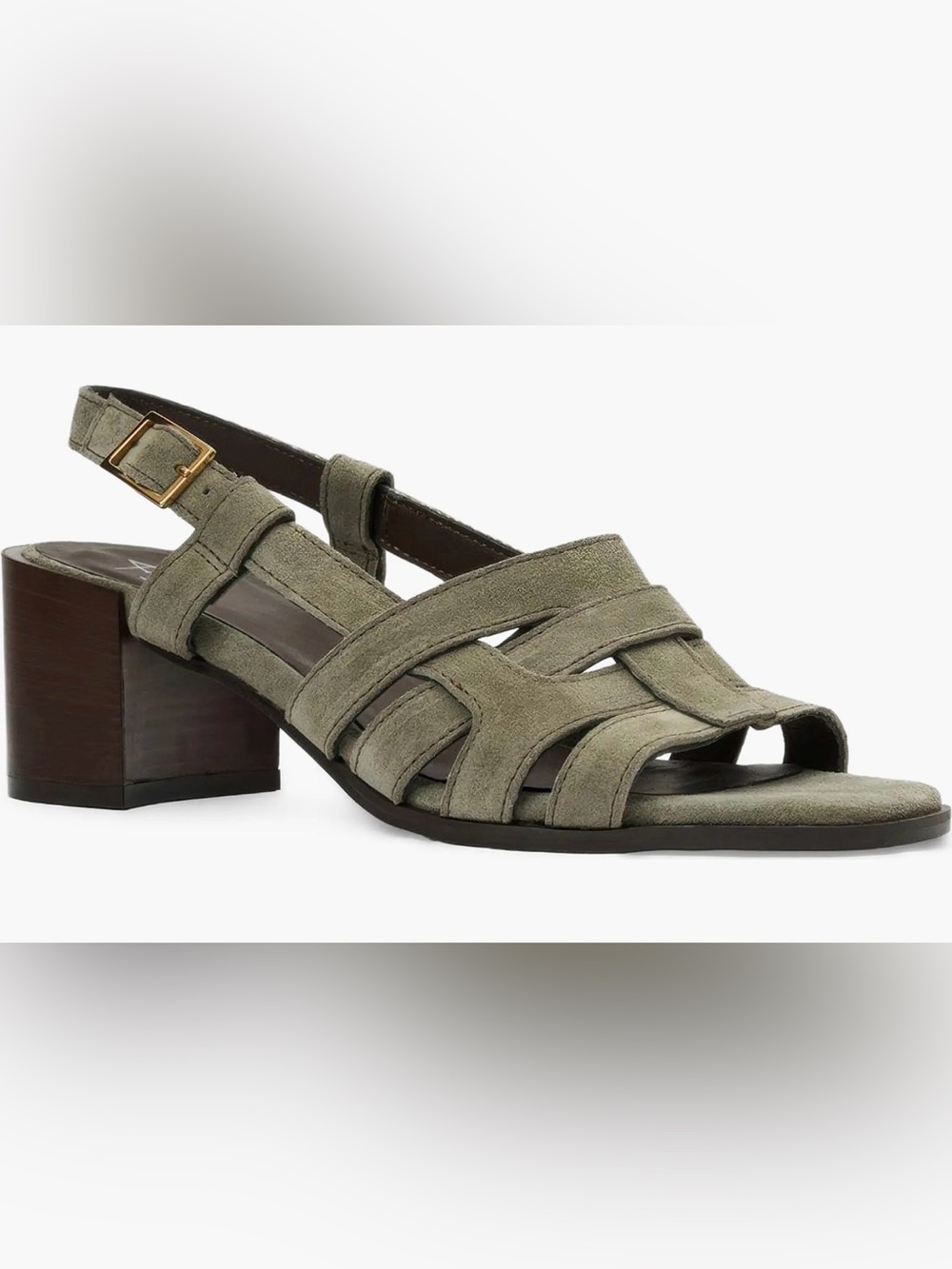 Aquatalia Olive Suede Strappy Ankle-Buckle Sandals size 9